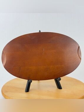 Vintage Mid-Century Modern Teak Oval Serving Tray / Trivet Made in Sweden